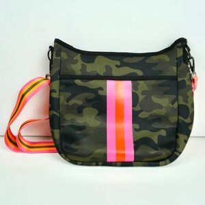 Haute Shore Purse Blake Showoff Crossbody Bag Camo Green Pink Orange Stripe